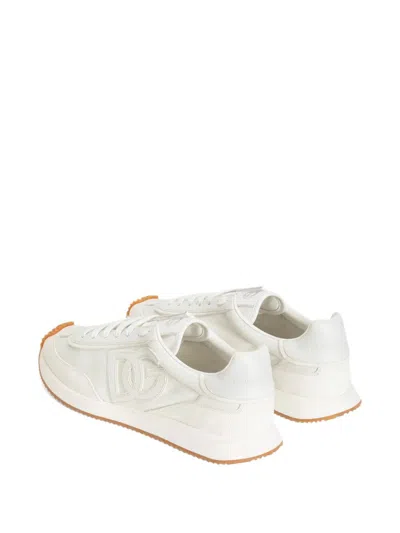 Dolce & Gabbana Men White Low Top Sneakers With Logo Patch On Tongue And Side In Leather Man