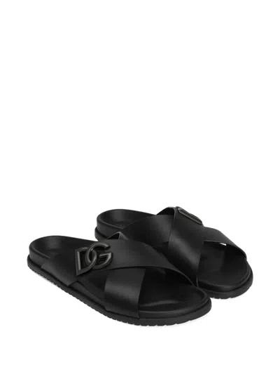 Dolce & Gabbana Calfskin Sandal In Black