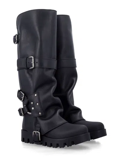 Dolce & Gabbana Rubber And Leather Boots In Black