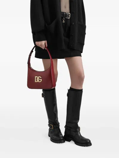 Dolce & Gabbana Bordeaux Leather Shoulder Bag In Burgundy