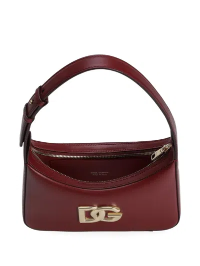 Dolce & Gabbana Bordeaux Leather Shoulder Bag In Burgundy