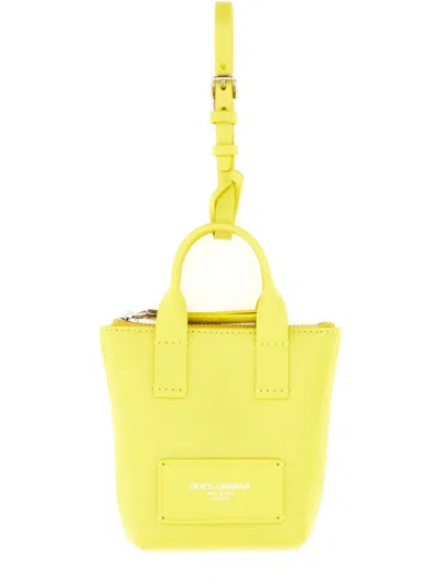 Dolce & Gabbana Leather Minibag Charm In Yellow