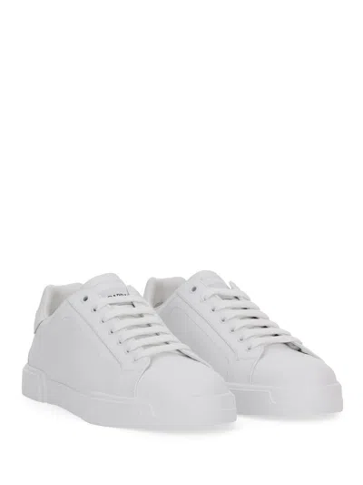 Dolce & Gabbana Portofino Light White Sneakers With Logo Patch On The Tongue And Tonal Logo Lettering On The Heel In
