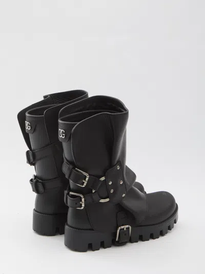 Dolce & Gabbana Chunky Sole Mid-calf Rain Boots With Studs In Black