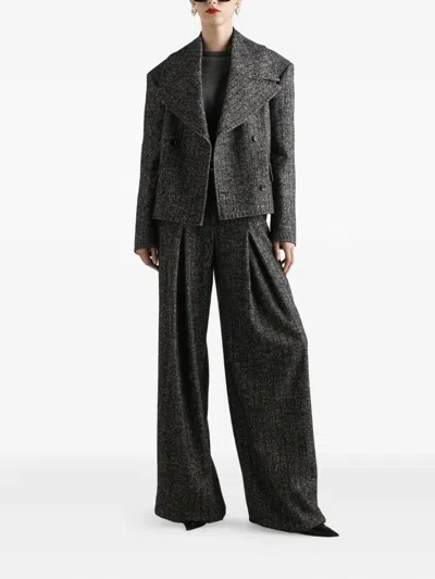 Dolce & Gabbana Multicolour Virgin Wool Trousers In Gray