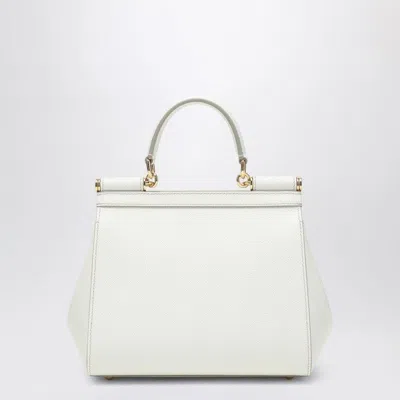 Dolce & Gabbana Medium Sicily Dauphine Leather Bag In Bianco