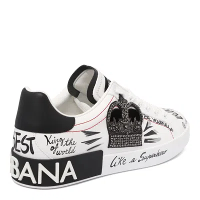Dolce & Gabbana White Calf Leather Sneaker In Multi