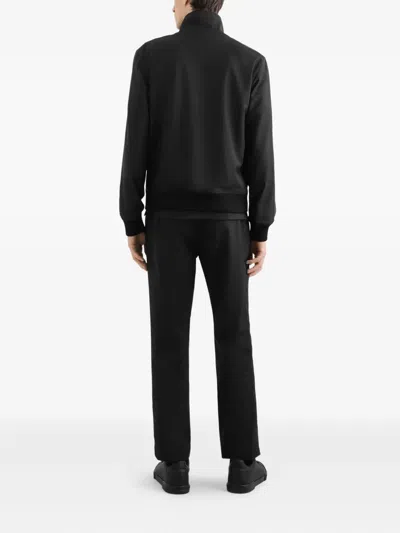 Dolce & Gabbana Zip-up Bomber Jacket With Logo Patch In Black