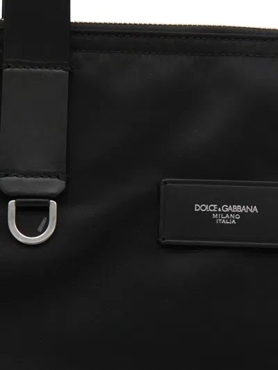 Dolce & Gabbana Zippered Tote Bag With Leather Handles In Black
