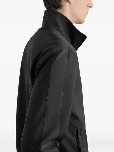 Dolce & Gabbana Zip-up Bomber Jacket With Logo Patch In Black