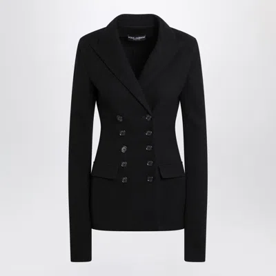 Dolce & Gabbana Black Double-breasted Wool Cloth Jacket In Black