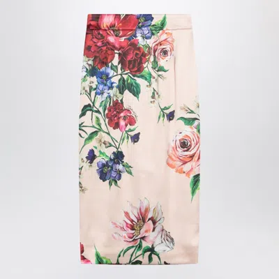 Dolce & Gabbana Longuette Skirt With Floral Print In White