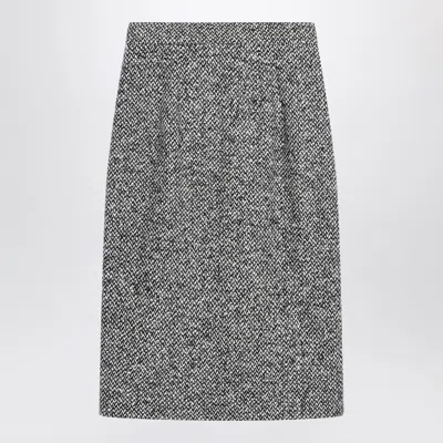 Dolce & Gabbana Pencil Skirt In Speckled Wool Blend In Gray
