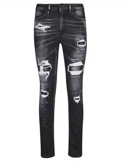 Dondup Distressed Detailing Trousers With Pockets And Loops In Black