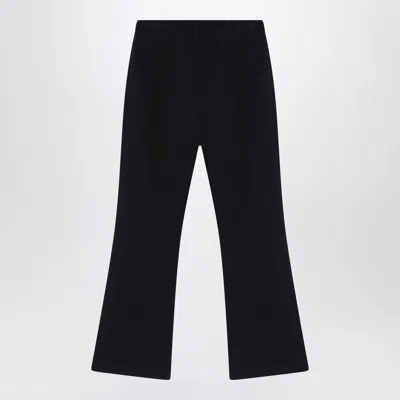 Douuod Black Trousers With Logo Patch In Brown