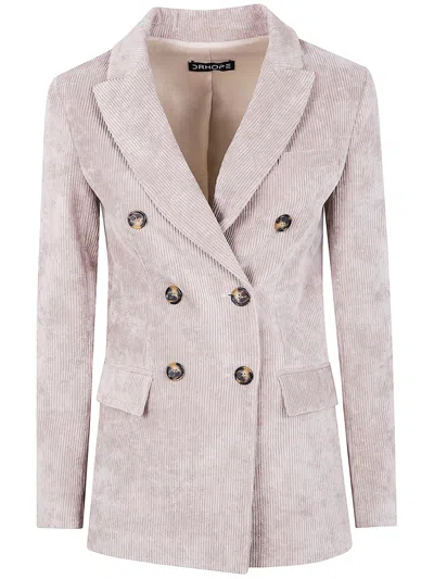 Drhope Corduroy Double-breasted Blazer In White