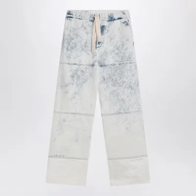 Dries Van Noten Drawstring Wide Leg Denim Trousers In White