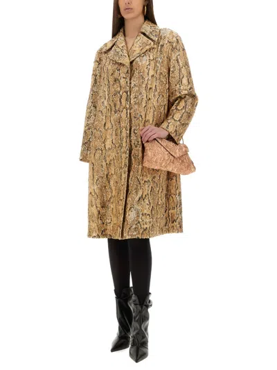 Dries Van Noten Women Long Coat With Sequins In Animal Print