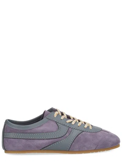 Dries Van Noten Mixed Leather Retro Runner Sneakers In Purple