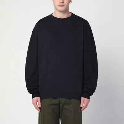 Dries Van Noten Navy Blue Sweatshirt With Zip Detail In Black