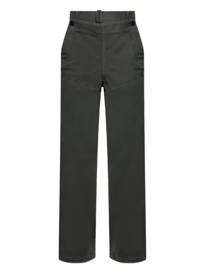 Dries Van Noten Mens Dark Grey Pennine Wide-leg Cotton Trousers In Green