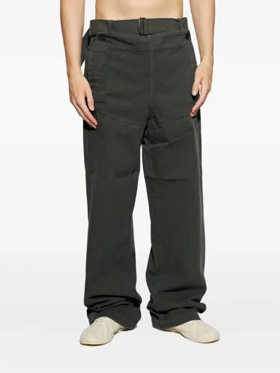 Dries Van Noten Mens Dark Grey Pennine Wide-leg Cotton Trousers In Green