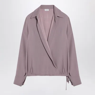 Dries Van Noten Pink Viscose Blend Drawstring Shirt In Neutral