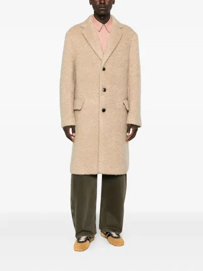 Dries Van Noten Beige Mohair Coat In Neutral