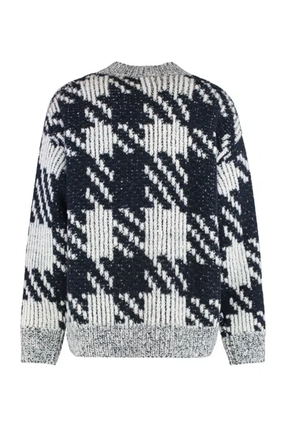 Dries Van Noten Sweater In Wool Blend With V-neck In Multi