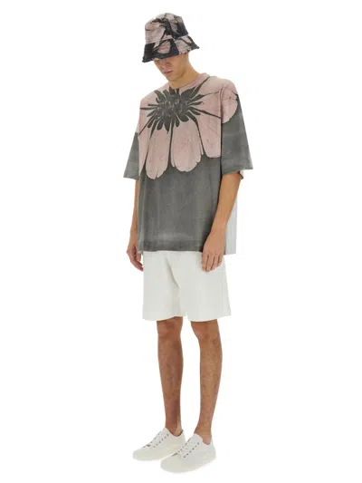 Dries Van Noten Flower-print Oversized T-shirt In Gray