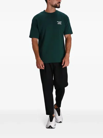Drôle De Monsieur Le T-shirt Slogan Printed Cotton T-shirt In Green