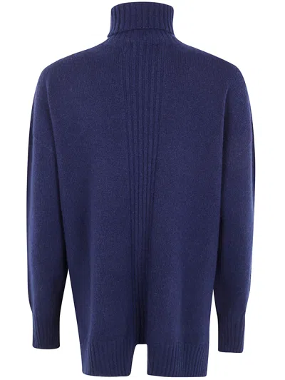 Drumohr Roll-neck Pocket Sweater In Blue