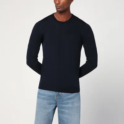 Drumohr Navy Blue Wool Crew Neck Sweater
