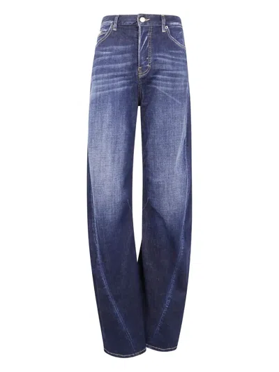 Dsquared2 Stretch Denim 2d Twisted Wide-leg Jeans In Blue