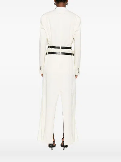 Dsquared2 Double-breasted Coat Featuring Belt Detail In White