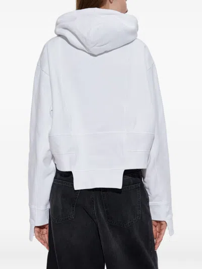 Dsquared2 Cotton Cropped Hoodie In White