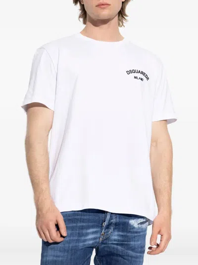 Dsquared2 White Cotton Short Sleeve T-shirts In White