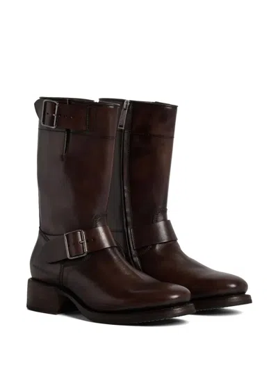 Dsquared2 Harley Leather Boots In Brown