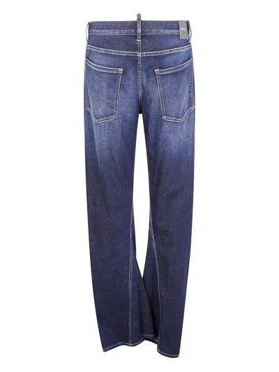 Dsquared2 Stretch Denim 2d Twisted Wide-leg Jeans In Blue
