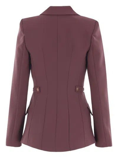 Elisabetta Franchi Single-breasted One Button Jacket In Burgundy