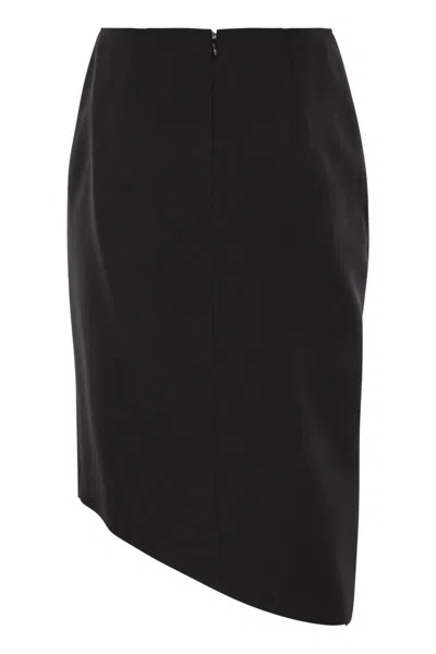 Elisabetta Franchi Viscose And Wool Skirt With Asymmetrical Design In Black