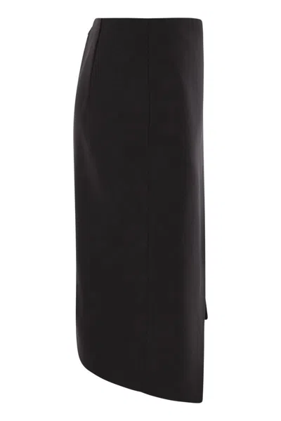 Elisabetta Franchi Viscose And Wool Skirt With Asymmetrical Design In Black