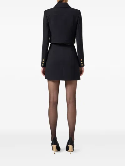 Elisabetta Franchi Jacket In Technical Fabric With Faux Leather Details In Black