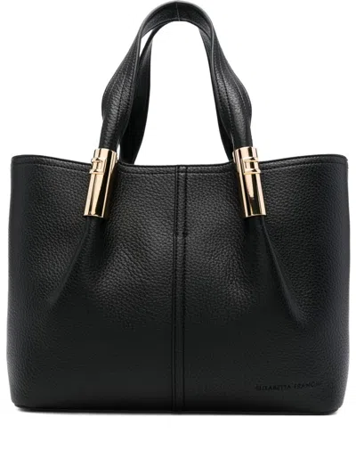 Elisabetta Franchi Medium Tote Bag With Logo Details In Black