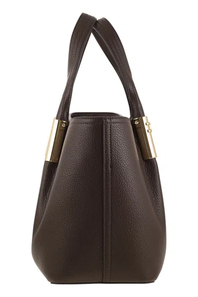 Elisabetta Franchi Medium Tote Bag With Logo Details In Brown
