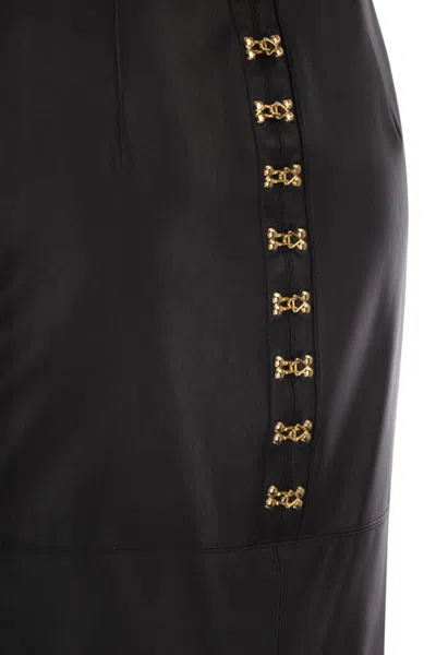 Elisabetta Franchi Pencil Skirt With Jewelled Hooks In Black