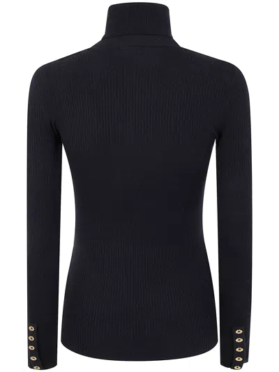 Elisabetta Franchi Turtleneck Ribbed T-shirt In Black