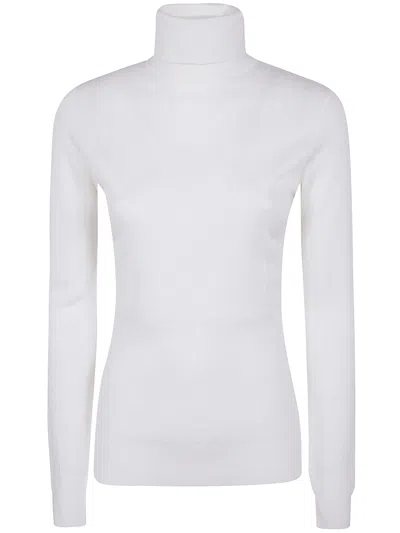 Elisabetta Franchi Turtleneck Sweater With Logo In White