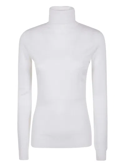 Elisabetta Franchi Turtleneck Sweater With Logo In White