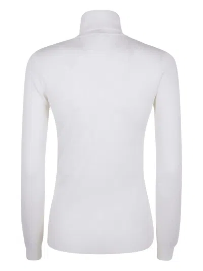 Elisabetta Franchi Turtleneck Sweater With Logo In White